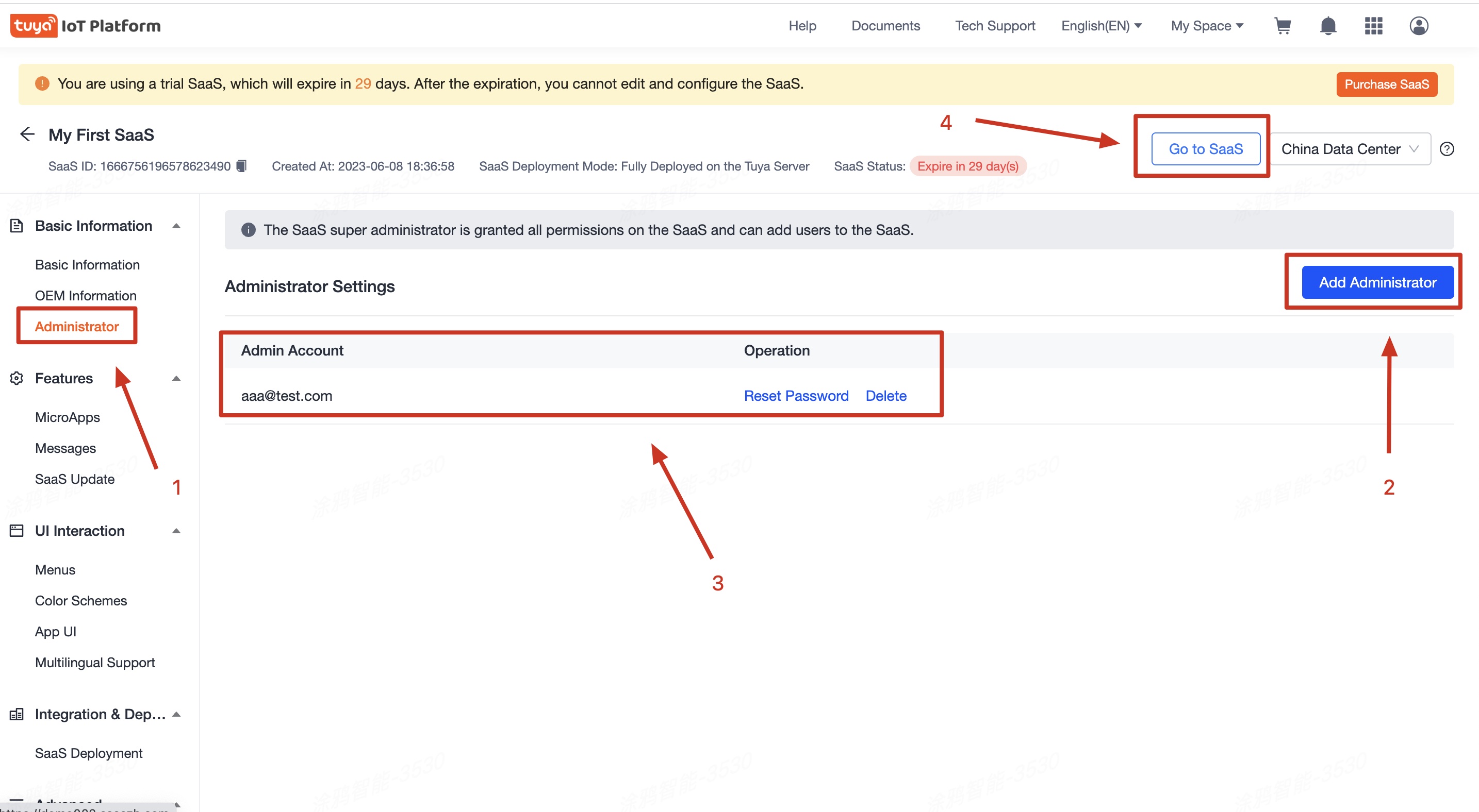 Create administrator and visit 1